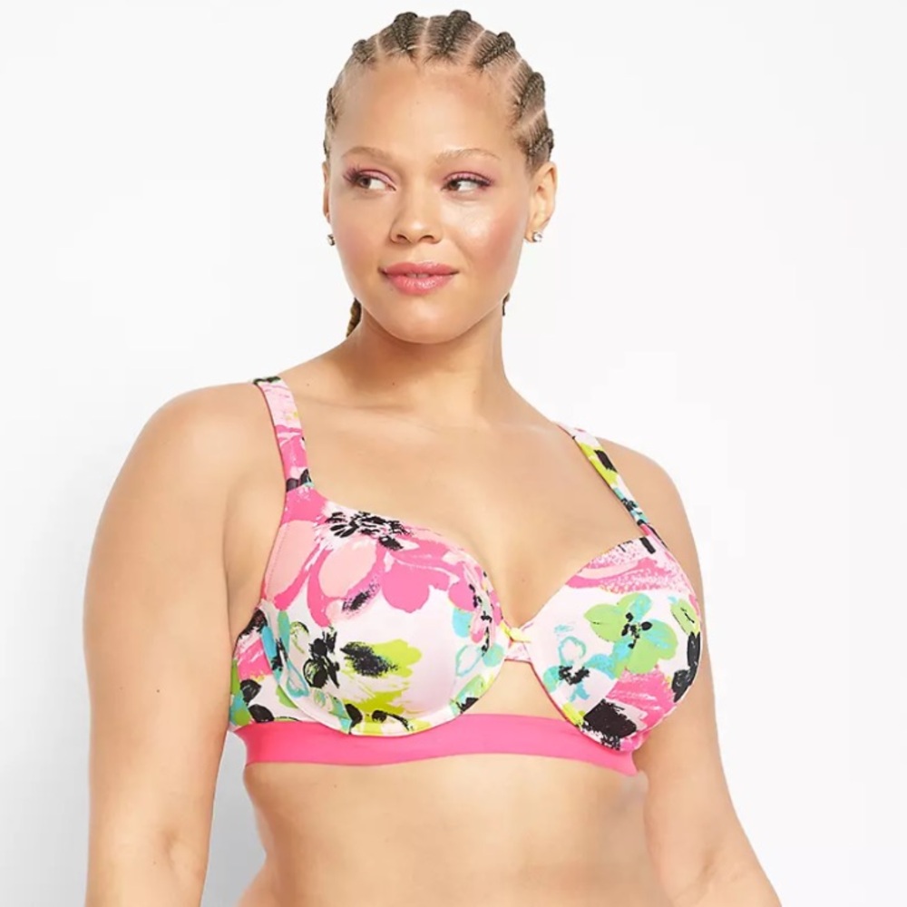 Cacique Printed Boost Balconette Bra With Cutout 46H